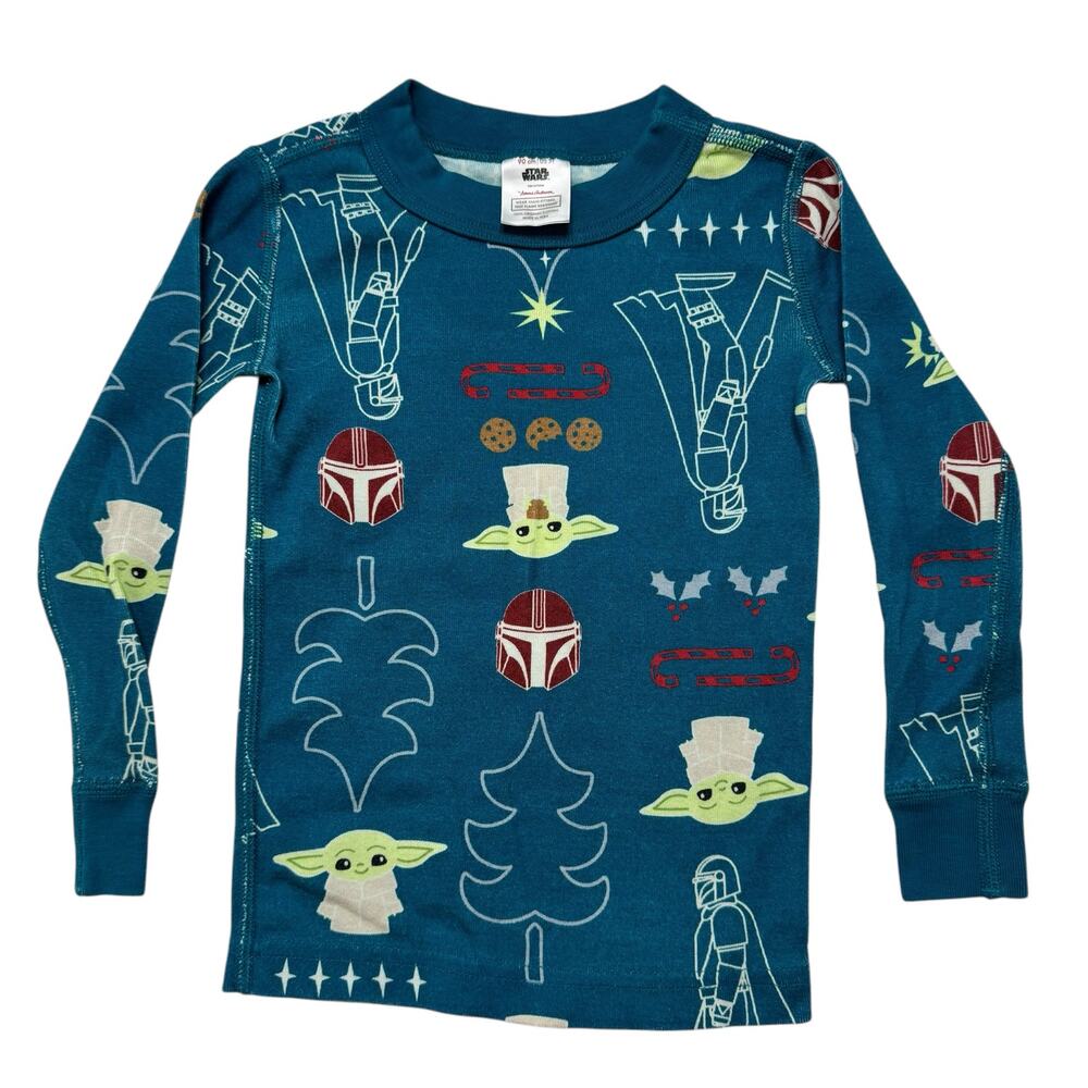 HANNA ANDERSSON Star Wars Teal Mandalorian Holiday Pajama Top Size 3T 90 Yoda